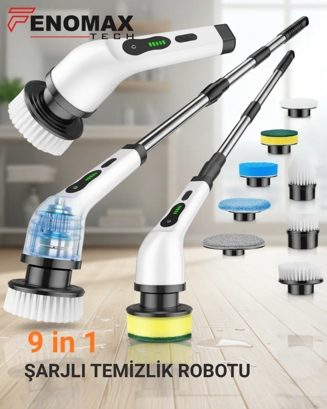 9 in 1 Şarjlı Temizlik Fırçası