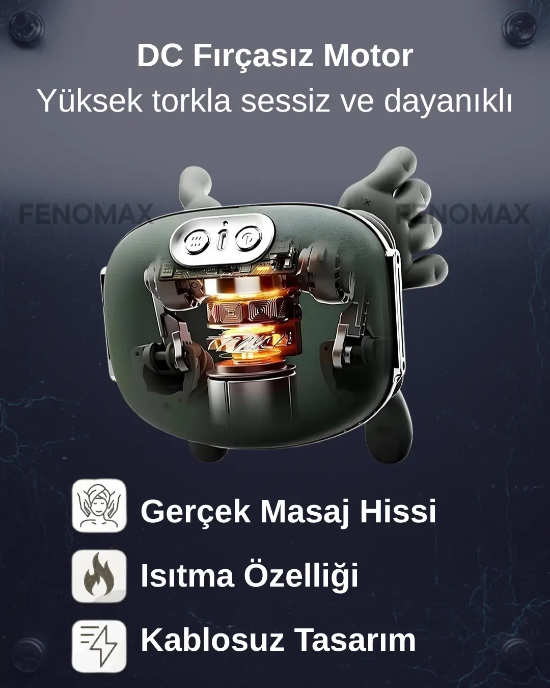 Fenomax Şarjlı Isıtmalı Yoğurmalı Masaj Aleti